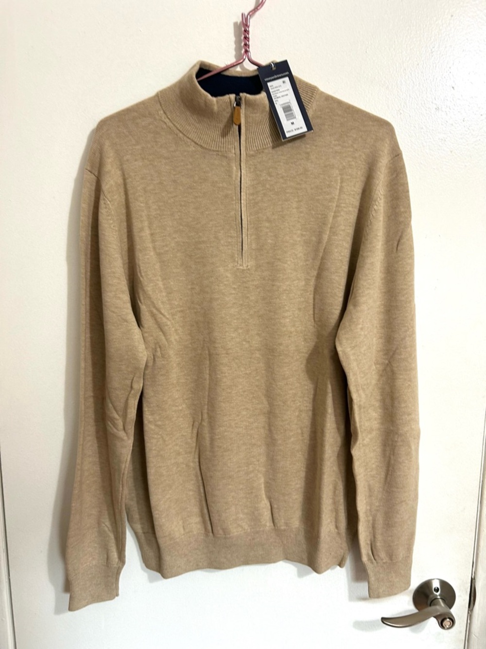NWT Men’s Vineyard Vines Boathouse Quarter Zip Sweater, Oatmeal, medium